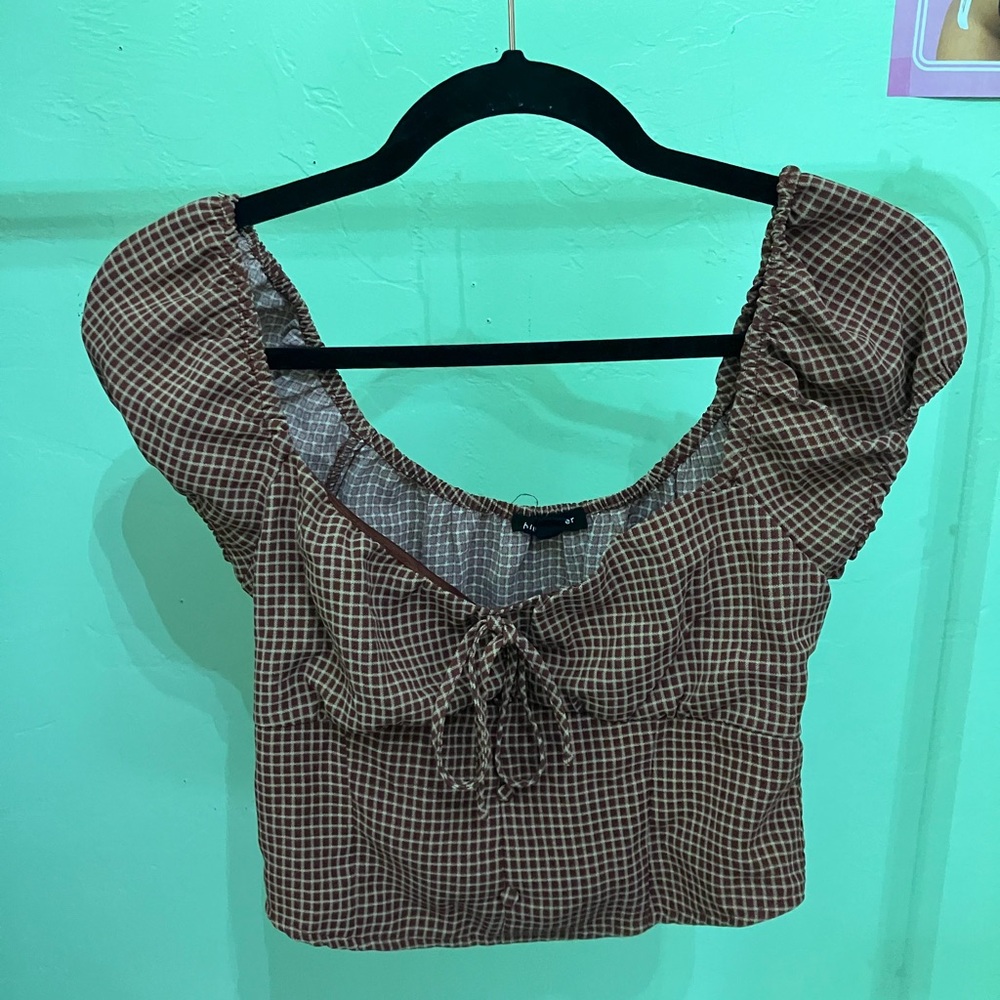 Blu Pepper Brown Checkered Blouse